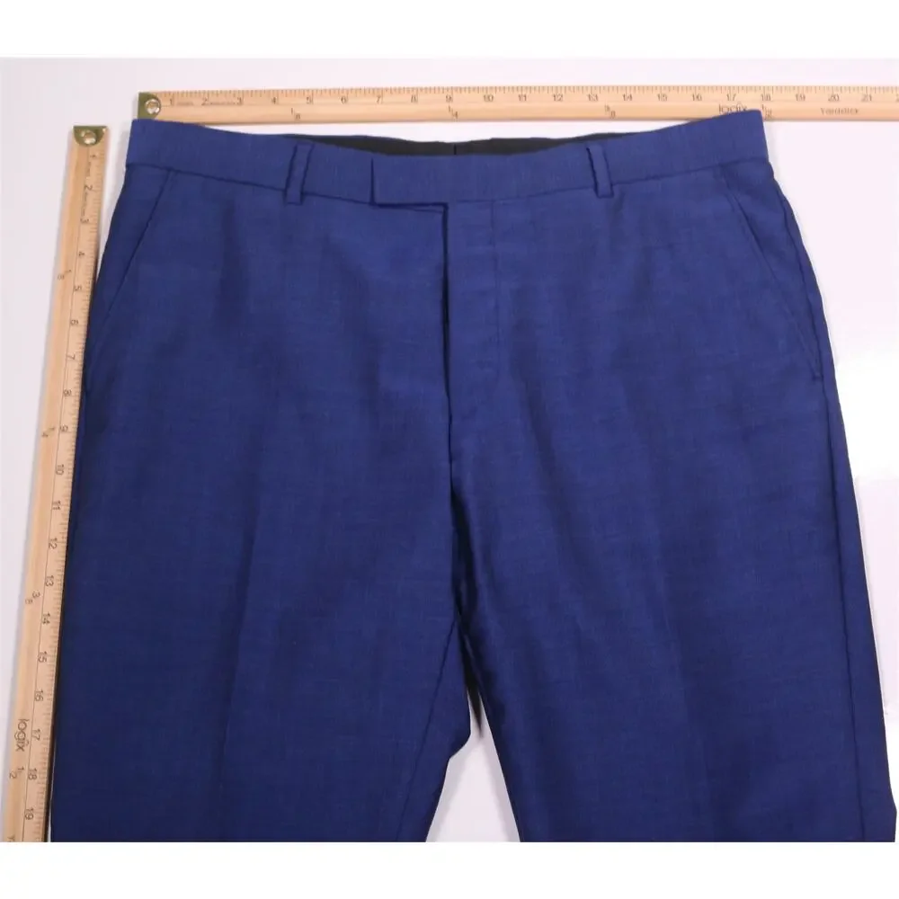 Connaisseur Paris Royal Blue Wool Mohair Silk Slim Fit Dress Pants 36x28